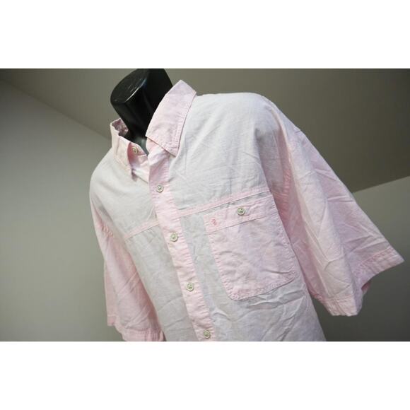 Izod Saltwater Button Up Fishing Shirt Pink Camp Shirt Mens Sz 3XLT 3XL TALL - Picture 2 of 9